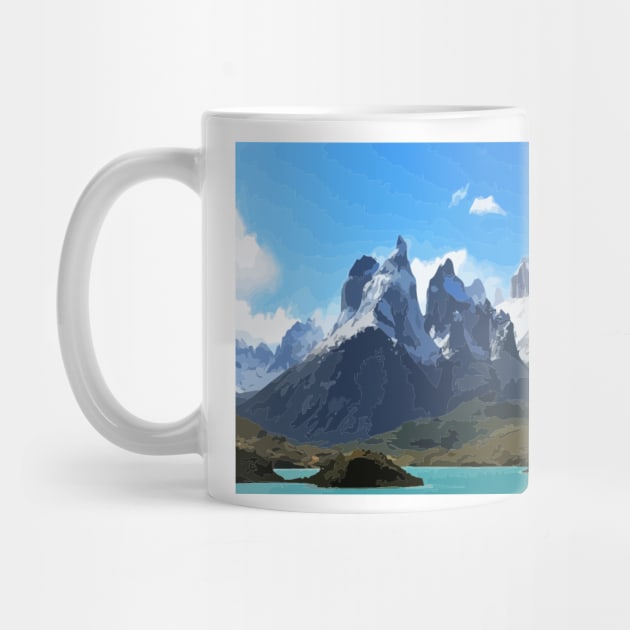 W Trek Torres del Paine Hike Digital Painting by gktb